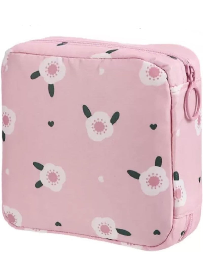 حقيبة تخزين الفوط الصحية والسدادات القطنية - منظم فوط صحية صغير الحجم بسحاب للفتيات المراهقات والنساء، مناسب للتخزين في الحقيبة، متعدد الألوان - Image 1